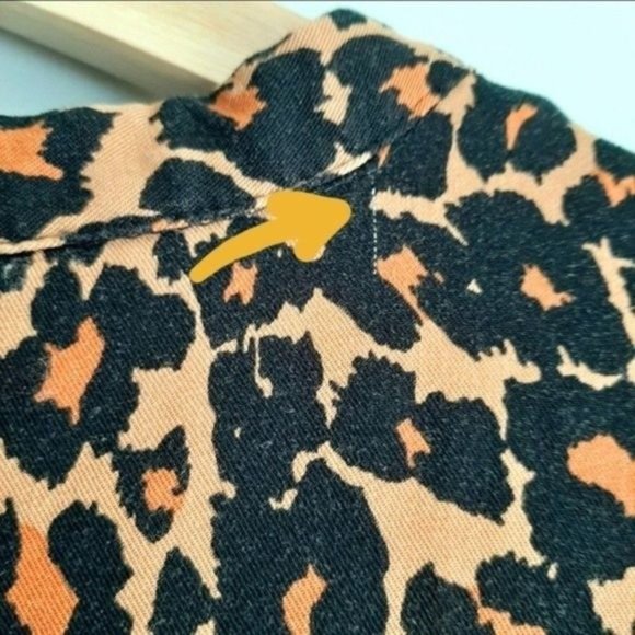 JOE FRESH Cheetah Print Long Sleeve Midi Dress Tan Black Animal Sz XS Flawed - Picture 10 of 12